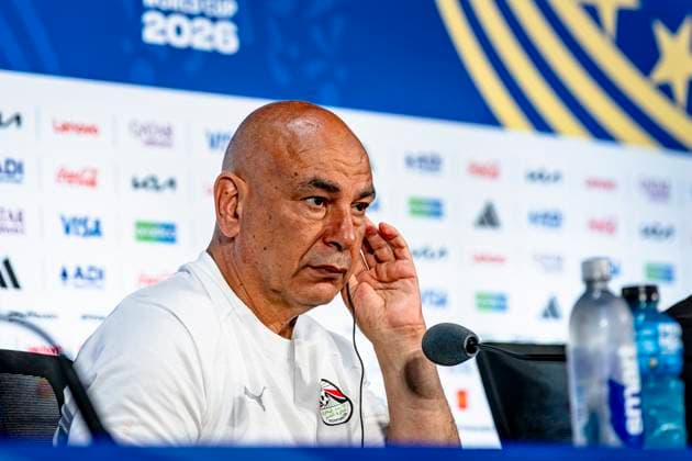 DALLAS - Egypt national coach Hossam Hassan during the 2026 World Cup, Egypt MD-1 press conference, PK, Pressekonferenz at AT&T Stadium on July 2, 2026 in Dallas, United States. (Photo by Stefan Koops EYE4IMAGES DeFodi Images) - *** DALLAS: Egypt national team coach Hossam Hassan during the 2026 World Cup, Egypt Match Day 1 press conference at AT&T Stadium on July 2, 2026, in Dallas, United States. Photo by Stefan Koops, EYE4IMAGES, DeFodi Images