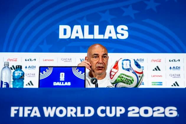 DALLAS - Egypt national coach Hossam Hassan during the 2026 World Cup, Egypt MD-1 press conference, PK, Pressekonferenz at AT&T Stadium on July 2, 2026 in Dallas, United States. (Photo by Stefan Koops EYE4IMAGES DeFodi Images) - *** DALLAS: Egypt national team coach Hossam Hassan during the 2026 World Cup, Egypt Match Day 1 press conference at AT&T Stadium on July 2, 2026, in Dallas, United States. Photo by Stefan Koops, EYE4IMAGES, DeFodi Images