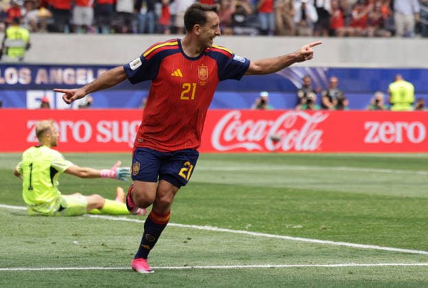 RECORD DATE NOT STATED FIFA World Cup, WM, Weltmeisterschaft, Fussball 2026 - Round of 32 - Spain vs Austria Mikel Oyarzabal of Spain celebrates scoring the 3-0 goal during the FIFA World Cup 2026 Round of 32 match Spain against Austria, in Los Angeles, USA, 02 July 2026. INGLEWOOD United States  Copyright: xCHRISTOPHERxTORRESx