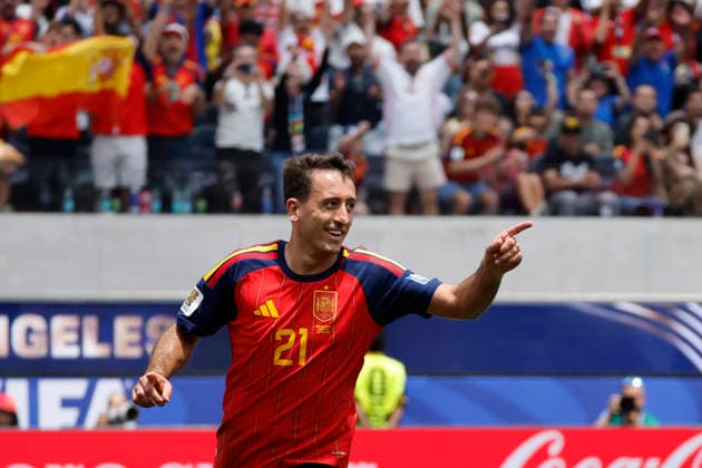 Mikel Oyarzabal of Spain celebrates a goal during the FIFA World Cup, WM, Weltmeisterschaft, Fussball 2026 Round of 32 match Spain against Austria, in Los Angeles, United States, 02 July 2026. FIFA World Cup 2026 - Round of 32 - Spain vs Austria !ACHTUNG: NUR REDAKTIONELLE NUTZUNG!  Copyright: xLavandeiraxJrx AMDEP7865 20260702-55020782033_1