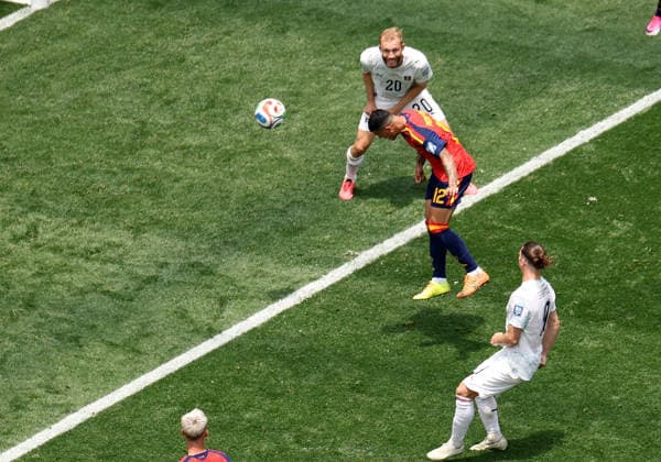 (260703) -- LOS ANGELES, July 3, 2026 -- Pedro Porro (C) of Spain scores during the round of 32 match between Spain and Austria at the 2026 FIFA World Cup, WM, Weltmeisterschaft, Fussball at Los Angeles Stadium in Los Angeles, the United States, July 2, 2026. ) (SP)U.S.-LOS ANGELES-FOOTBALL-FIFA WORLD CUP-ROUND OF 32-ESP VS AUT LixYing 