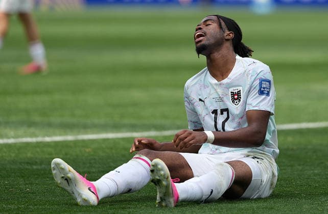 (260703) -- LOS ANGELES, July 3, 2026 -- Carney Chukwuemeka of Austria reacts during the round of 32 match between Spain and Austria at the 2026 FIFA World Cup, WM, Weltmeisterschaft, Fussball at Los Angeles Stadium in Los Angeles, the United States, July 2, 2026. ) (SP)U.S.-LOS ANGELES-FOOTBALL-FIFA WORLD CUP-ROUND OF 32-ESP VS AUT HuangxZongzhi 