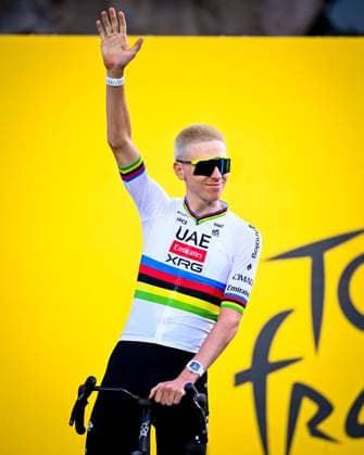 Tour de France 2026 Media Activities 02 07 2026 BARCELONA, SPAIN - JULY 02 : Pogacar Tadej (SLO) of UAE Team Emirates XRG pictured during the teams presentation prior to the 113rd edition of Tour de France an UCI World Tour 2.UWT Team Time Trial stage for Men Elite of 19 km with start in Barcelona and finish in Barcelona on July 2, 2026 in Barcelona, Spain, 02 07 2026  Copyright: xTomasxSiskx