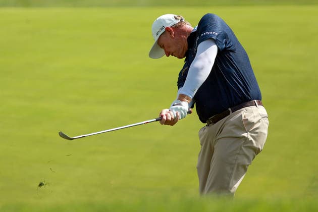 U.S. Senior Open Championship COLUMBUS, OHIO - JULY 2: Ernie Els of South Africa hits from the bunker on the 11th fairway during the first round of the 46th U.S. Senior Open Championship 2026 at Scioto Country Club in Columbus, Ohio USA, July 2, 2026. Columbus Ohio United States  Copyright: xAmyxLemusx originalFilename:lemus-ussenior260702_nppNO.jpg