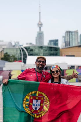 Portugal supporters cheer in support of their team during the FIFA World Cup, WM, Weltmeisterschaft, Fussball Round of 32 game between Portugal and Croatia at Toronto Stadium on July 2, 2026 in Toronto, Ontario, Canada  Copyright: xCurtisxWongx xSPPx Sportspressphoto_SPR182846