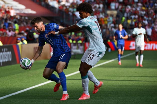 Toronto, July 26, 2026. BMO Field, 2026 FIFA World Cup, WM, Weltmeisterschaft, Fussball Portugal vs. Croatia, World Cup Round of 32 knockout match. In the photo: Petar SuÄiÄ‡, Renato Veiga. Photo: Boris KovaÄev CROPIX Copyright: xxBorisxKovacevx bk_portugal_hrvatska24-020726