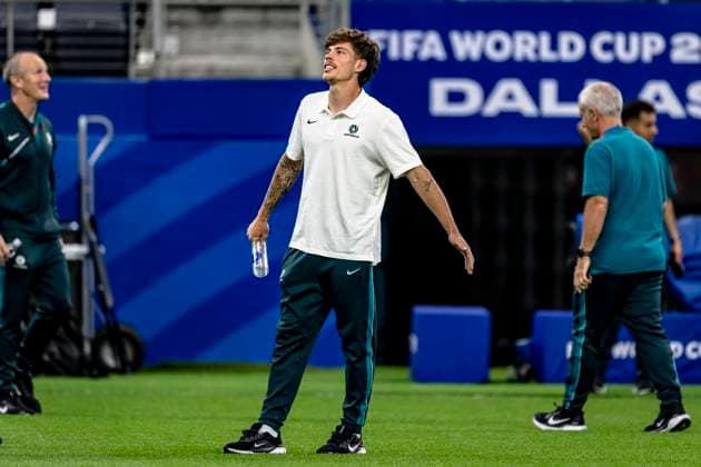 DALLAS - Jordan Bos of Australia during the 2026 World Cup at AT&T Stadium on July 2, 2026, in Dallas, United States. (Photo by Stefan Koops EYE4IMAGES DeFodi Images) - *** DALLAS: Jordan Bos of Australia during the 2026 World Cup at AT&T Stadium on July 2, 2026, in Dallas, United States. Photo by Stefan Koops, EYE4IMAGES, DeFodi Images