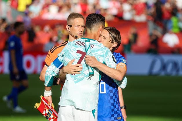 Portugal v Croatia: Round Of 32 - FIFA World Cup, WM, Weltmeisterschaft, Fussball 2026 Cristiano Ronaldo of Portugal and Luka Modric of Croatia during the FIFA World Cup 2026 Round Of 32 match between Portugal and Croatia at Toronto Stadium on July 2, 2026 in Toronto, Canada.  SanjinxStrukic PIXSELL