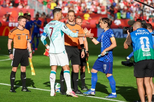 Portugal v Croatia: Round Of 32 - FIFA World Cup, WM, Weltmeisterschaft, Fussball 2026 Cristiano Ronaldo of Portugal and Luka Modric of Croatia during the FIFA World Cup 2026 Round Of 32 match between Portugal and Croatia at Toronto Stadium on July 2, 2026 in Toronto, Canada.  SanjinxStrukic PIXSELL