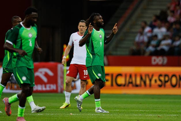 Players of Nigeria seen celebrating after goal from Terem Moffi during International Friendly, Länderspiel, Nationalmannschaft game between national teams of Poland and Nigeria (Maciej Rogowski Ball Raw Images) Warsaw PGE Narodowy Poland Copyright: xMaciejxRogowskix maciejrogowski_poland_nigeria_2526_full-294