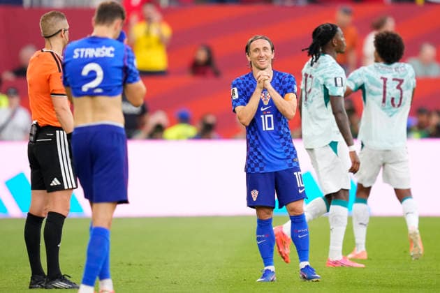 Portugal v Croatia: Round Of 32 - FIFA World Cup, WM, Weltmeisterschaft, Fussball 2026 Luka Modric of Croatia protests during the FIFA World Cup 2026 Round Of 32 match between Portugal and Croatia at Toronto Stadium on July 02, 2026 in Toronto, Ontario. Toronto ON Canada  Copyright: xJosexBretonx originalFilename:bretonhernandez-portugal260702_npVfz.jpg