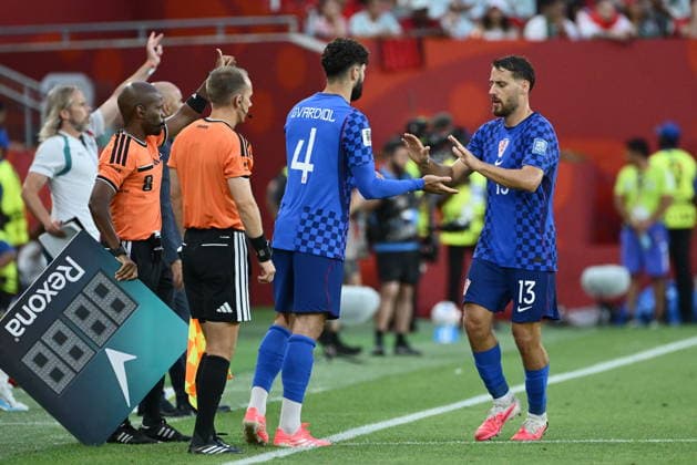 Toronto, 020726. BMO Field, FIFA World Cup, WM, Weltmeisterschaft, Fussball 2026 Portugal - Croatia, knock-out match of the round of 16 of the World Cup. In the photo: Josko Gvardiol, Nikola Vlasic. Photo: Boris Kovacev CROPIX Copyright: xxBorisxKovacevx bk_portugal_hrvatska68-020726