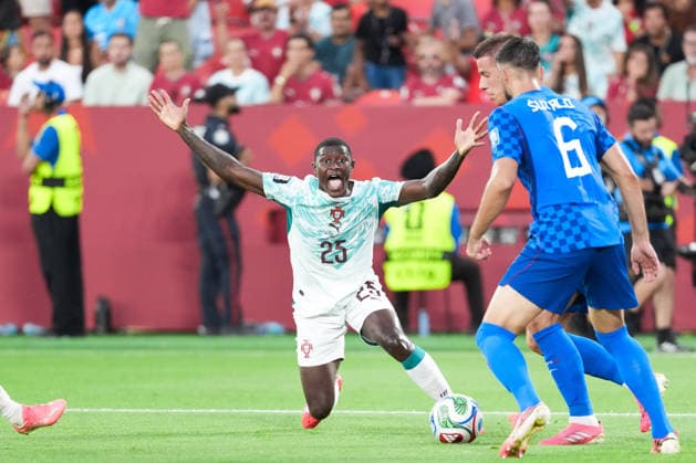 Nuno Mendes of Portugal gestures during a FIFA Men’s World Cup 2026 round of 32 football match between Portugal and Croatia at Toronto Stadium, in Toronto July 02th 2026 (Photo by Alexandra Fechete SPP)  Copyright: xAlexandraxFechete SPPx Sportspressphoto_SPR183084