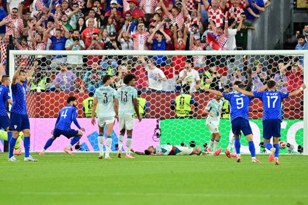 FIFA World Cup, WM, Weltmeisterschaft, Fussball 2026 - Round of 32 - Portugal vs Croatia Josko Gvardiol of Croatia (2-L) celebrates scoring a goal that was later disallowed by VAR due to the offside rule during the FIFA World Cup 2026 Round of 32 match Portugal against Croatia, in Toronto, Canada, 02 July 2026. TORONTO Canada  Copyright: xEDUARDOxLIMAx