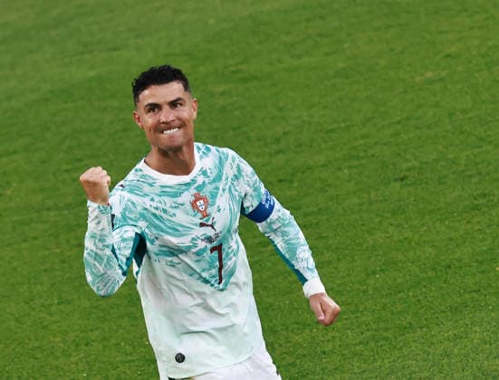 (260703) -- TORONTO, July 3, 2026 -- Cristiano Ronaldo of Portugal celebrates after scoring a penalty kick during the round of 32 match between Portugal and Croatia at the 2026 FIFA World Cup, WM, Weltmeisterschaft, Fussball at Toronto Stadium in Toronto, Canada, July 2, 2026. (Photo by Xinhua) (SP)CANADA-TORONTO-FOOTBALL-FIFA WORLD CUP-ROUND OF 32-POR VS CRO YangxShu 