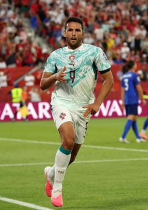 (260703) -- TORONTO, July 3, 2026 -- Goncalo Ramos of Portugal celebrates after scoring during the round of 32 match between Portugal and Croatia at the 2026 FIFA World Cup, WM, Weltmeisterschaft, Fussball at Toronto Stadium in Toronto, Canada, July 2, 2026. (Photo by Xinhua) (SP)CANADA-TORONTO-FOOTBALL-FIFA WORLD CUP-ROUND OF 32-POR VS CRO ZouxZheng 