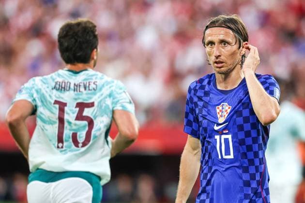 RECORD DATE NOT STATED FIFA World Cup, WM, Weltmeisterschaft, Fussball 2026 - Round of 32 - Portugal v Croatia Luka Modric player of Croatia and Joao Neves player of Portugal during the FIFA World Cup 2026 Round of 32 match between Portugal and Croatia, at the Toronto Stadium, in Toronto, Canada, on Thursday, July 02, 2026.(Foto: William Volcov Brazil Photo Press IMAGO) Sports Toronto CA Canada Copyright: xWILLIAMxVOLCOVx