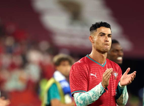 (260703) -- TORONTO, July 3, 2026 -- Cristiano Ronaldo of Portugal wears a jersey of the late Diogo Jota, who died last year, after the round of 32 match between Portugal and Croatia at the 2026 FIFA World Cup, WM, Weltmeisterschaft, Fussball at Toronto Stadium in Toronto, Canada, July 2, 2026. (Photo by Xinhua) (SP)CANADA-TORONTO-FOOTBALL-FIFA WORLD CUP-ROUND OF 32-POR VS CRO ZouxZheng 