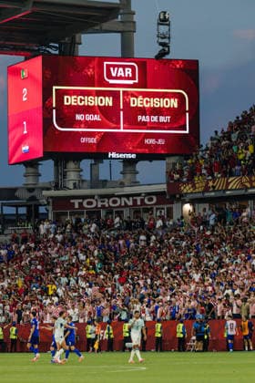 Croatia’s goal is disallowed after VAR check during the FIFA World Cup, WM, Weltmeisterschaft, Fussball Round of 32 game between Portugal and Croatia at Toronto Stadium on July 2, 2026 in Toronto, Ontario, Canada  Copyright: xCurtisxWongx xSPPx Sportspressphoto_SPR183438