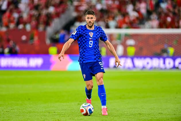 Portugal v Croatia: Round Of 32 - FIFA World Cup, WM, Weltmeisterschaft, Fussball 2026 Andrej Kramaric of Croatia drives the ball during the FIFA World Cup 2026 Round Of 32 match between Portugal and Croatia at Toronto Stadium on July 2, 2026 in Toronto, Canada Toronto Toronto Stadium Ontario Canada Copyright: xLatinxSportxImagesx