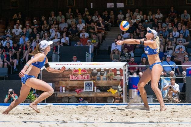 GSTAAD, SWITZERLAND - JULY 2: Taryn Brasher (Player No. 2, USA), Kristen Cruz (Player No. 1, USA) during the Beach Pro Tour - Elite 16 at Gstaad on July 2, 2026 in Gstaad, Switzerland. Switzerland Copyright: xPeterxWeberx