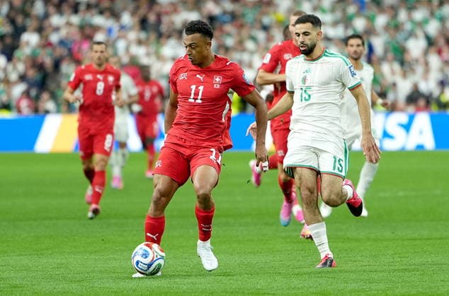 FIFA World Cup, WM, Weltmeisterschaft, Fussball 2026 - Round of 32 - Switzerland vs Algeria Dan Ndoye (L) of Switzerland and Rayan Ait-Nouri of Algeria in action during the FIFA World Cup 2026 Round of 32 match Switzerland against Algeria, in Vancouver, Canada, 03 July 2026. VANCOUVER Canada  Copyright: xBOBxFRIDx