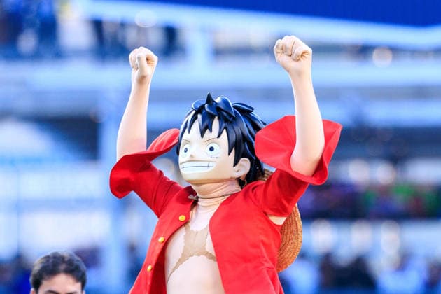 July 2, 2026, Los Angeles, California, USA: Monkey D. Luffy, the main character from the manga and anime series One Piece, throws the ceremonial first pitch before an MLB, Baseball Herren, USA regular-season game between the Los Angeles Dodgers and the San Diego Padres on Thursday, July 2, 2026, at Dodger Stadium in Los Angeles. JAVIER ROJAS PI Monkey D. Luffy Throws The Ceremonial First Pitch At Dodger Stadium  - ZUMAp124 20260702_zaa_p124_004 Copyright: xJavierxRojasx