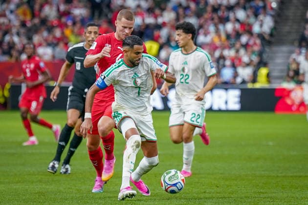 Kanada: Fußball FIFA World Cup, WM, Weltmeisterschaft, Fussball 2026 Sechzehntelfinale - Schweiz vs Algerien - BC Place Stadium Vancouver: Riyad Karim Mahrez Riyad Mahrez (Algerien 7) *** Canada Soccer 2026 FIFA World Cup Round of 32 Switzerland vs. Algeria BC Place Stadium, Vancouver Riyad Karim Mahrez Riyad Mahrez Algeria 7 Copyright: xJOERANxSTEINSIEKx