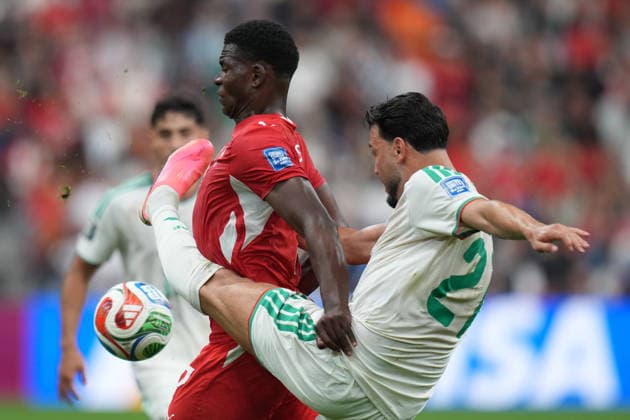 Switzerland v Algeria - FIFA World Cup, WM, Weltmeisterschaft, Fussball 2026 - Round of 32 VANCOUVER, CANADA - JULY 02: Ramy Bensebaini (R) of Algeria in action during the 2026 FIFA World Cup Round of 32 match between Switzerland and Algeria at BC Place (Vancouver Stadium) in Vancouver, British Columbia, Canada on July 02, 2026. Ercin Erturk Anadolu British Columbia Canada. Editorial use only. Please get in touch for any other usage.  Copyright: x2026xAnadoluxErcinxErturkx