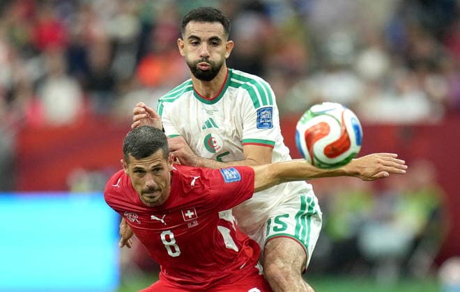 FIFA World Cup, WM, Weltmeisterschaft, Fussball 2026 - Round of 32 - Switzerland vs Algeria Remo Freuler (L) of Switzerland and Rayan Ait-Nouri of Algeria in action during the FIFA World Cup 2026 Round of 32 match Switzerland against Algeria, in Vancouver, Canada, 02 July 2026. VANCOUVER Canada  Copyright: xBOBxFRIDx