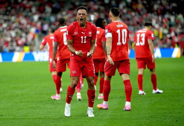 FIFA World Cup, WM, Weltmeisterschaft, Fussball 2026 - Round of 32 - Switzerland vs Algeria Dan Ndoye of Switzerland celebrates after his team s second goal during the FIFA World Cup 2026 Round of 32 match Switzerland against Algeria, in Vancouver, Canada, 02 July 2026. VANCOUVER Canada  Copyright: xBOBxFRIDx
