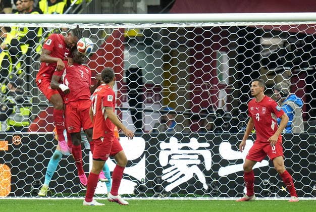 FIFA World Cup, WM, Weltmeisterschaft, Fussball 2026 - Round of 32 - Switzerland vs Algeria Manuel Akanji (L) and Breel Embolo of Switzerland in action during the FIFA World Cup 2026 Round of 32 match Switzerland against Algeria, in Vancouver, Canada, 02 July 2026. VANCOUVER Canada  Copyright: xBOBxFRIDx