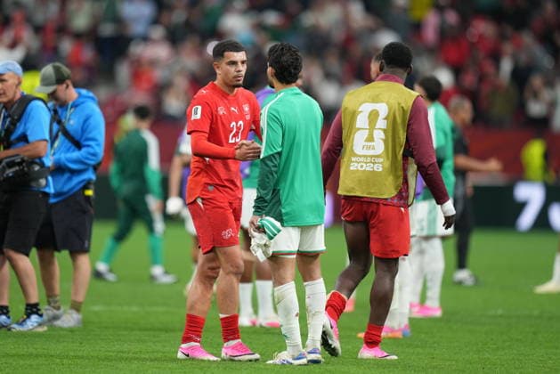 Switzerland v Algeria - FIFA World Cup, WM, Weltmeisterschaft, Fussball 2026 - Round of 32 VANCOUVER, CANADA - JULY 02: Zeki Amdouni of Switzerland greets his opponents after the 2026 FIFA World Cup Round of 32 match between Switzerland and Algeria at BC Place (Vancouver Stadium) in Vancouver, British Columbia, Canada on July 02, 2026. Ercin Erturk Anadolu British Columbia Canada. Editorial use only. Please get in touch for any other usage.  Copyright: x2026xAnadoluxErcinxErturkx