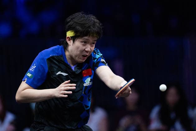 LOS ANGELES, CALIFORNIA - JULY 02: Wang Chuqin of China competes in the Men s Singles - Round of 16 match against Anders Lind of Denmark on day 7 of United States Smash 2026 at Ontario Convention Center on July 2, 2026 in Los Angeles, California.  Copyright: xVCGx 111651980441