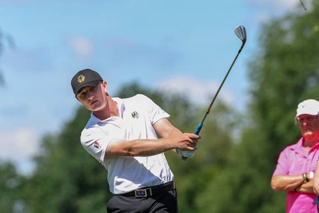 Finn Koelle (AM) (GER) schlaegt aus dem Rough, 37. BMW International Open 2026, Golf, DP World Tour, Herren, Runde 2, 03.07.2026 Eichenried Bayern Deutschland *** Finn Koelle (GER) hits from the rough, 37 BMW International Open 2026, Golf, DP World Tour, Men s, Round 2, July 3, 2026, Eichenried, Bavaria, Germany Copyright: xkolbert-press ChristianxKolbertx