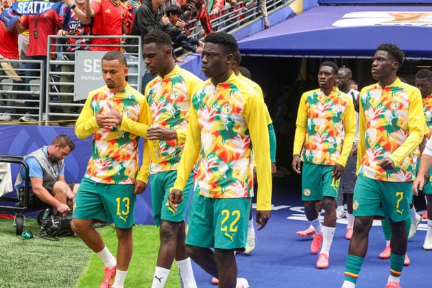 June 30, 2026, Seattle, Washington, USA: Senegal midfielder Iliman Ndiaye (13) Senegal midfielder Bara Sapoko Ndiaye (22) Senegal forward Assane Diao (7) and other Senegal Players walk onto the field before the game Belgium national team, Nationalteam vs Senegal National Team for the FIFA World Cup, WM, Weltmeisterschaft, Fussball match, for the Round of 32 at Seattle Stadium. Belgium National Team Vs Senegal National Team  - ZUMAl181 20260630_zsp_l181_013 Copyright: xMelissaxLevinx