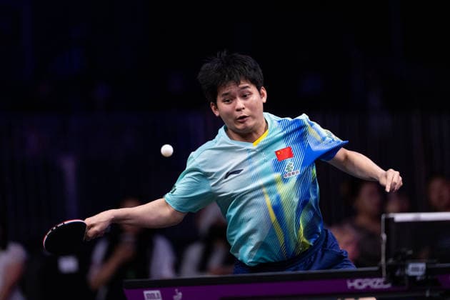 LOS ANGELES, CALIFORNIA - JULY 02: Lin Shidong of China competes in the Men s Singles - Round of 16 match against Alexis Lebrun of France on day 7 of United States Smash 2026 at Ontario Convention Center on July 2, 2026 in Los Angeles, California.  Copyright: xVCGx 111651985553