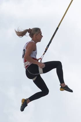 World Climbing Series Krakow 2026 Aleksandra Miroslaw of Poland competes in the World Climbing Series women s speed climbing competition at Main Square in Krakow, Poland on July 3, 2026. Krakow Poland  Copyright: xJakubxPorzyckix originalFilename:porzycki-worldcli260703_nphHC.jpg