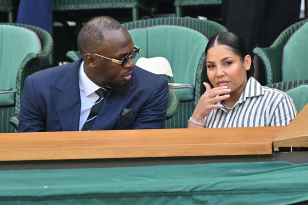 Wimbledon Tennis Championships 2026 - Day 5 LONDON, UNITED KINGDOM - JULY 03: Olympic gold medalist Usain Bolt (L), and Kasi Bennett (R) watch centre court tennis from the Royal Box during day five of The Wimbledon Tennis Championships at All England Lawn Tennis and Croquet Club on July 03, 2026 in London, United Kingdom. Ray Tang Anadolu London United Kingdom. Editorial use only. Please get in touch for any other usage.  Copyright: x2026xAnadoluxRayxTangx