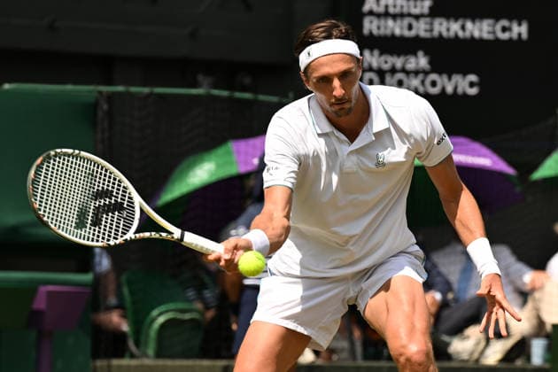 Wimbledon Tennis Championships 2026 - Day 5 LONDON, UNITED KINGDOM - JULY 03: Arthur Rinderknech of France in action during the men s singles third round match against Novak Djokovic of Serbia on day five of The Wimbledon Tennis Championships at All England Lawn Tennis and Croquet Club on July 03, 2026 in London, United Kingdom. Ray Tang Anadolu London United Kingdom. Editorial use only. Please get in touch for any other usage.  Copyright: x2026xAnadoluxRayxTangx