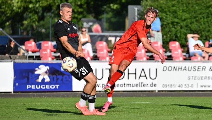 03.07.2026 - Fussball - Saison 2026 2027 - BFV - Toto-Pokal : ASV Neumarkt - SV Fortuna Regensburg - - xwoxzix - Alem Radoncic (31, SV Fortuna Regensburg ) Elias Meyer (8, ASV Neumarkt , rechts ) *** July 3, 2026, 2026–2027 Soccer Season, BFV Toto Cup, ASV Neumarkt vs. SV Fortuna Regensburg, xwoxzix Alem Radoncic 31, SV Fortuna Regensburg Elias Meyer 8, ASV Neumarkt, right