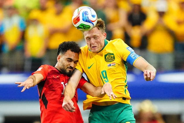 Australia v Egypt - FIFA World Cup, WM, Weltmeisterschaft, Fussball 2026 - Round of 32 ARLINGTON, USA - JULY 03: Harry Souttar (19) of Australia in action against Mostafa Ziko (11) of Egypt during the 2026 FIFA World Cup Round of 32 match between Australia and Egypt at Dallas Stadium in Arlington, Texas, United States on July 03, 2026. Evrim Aydin Anadolu Texas United States. Editorial use only. Please get in touch for any other usage.  Copyright: x2026xAnadoluxEvrimxAydinx
