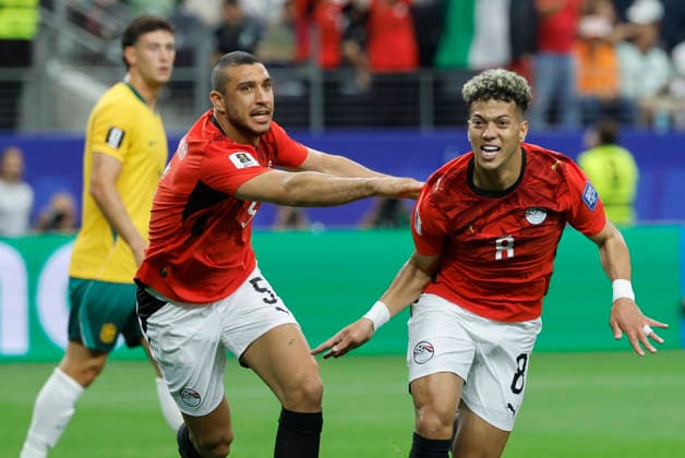 Egypt s Emam Ashour (R) celebrates after scoring the 0-1 during a Round 32 2026 FIFA World Cup, WM, Weltmeisterschaft, Fussball match between Egypt and Australia, at the Dallas Stadium, in Dallas, United States, 03 July 2026. Australia vs Egypt !ACHTUNG: NUR REDAKTIONELLE NUTZUNG!  Copyright: xMariscalx GRAF667 0860691430st