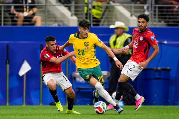 Cristian Volpato of Australia controls the ball during a match between Australia and Egypt for the 2026 World Cup, held at Dallas Stadium in Dallas, United States. Richard Callis Fotoarena (Richard Callis SPP)  Copyright: xRichardxCallisx xSPPx spp-en-RiCa-2978099