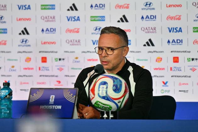 FIFA World Cup, WM, Weltmeisterschaft, Fussball 2026 - Morocco press conference, PK, Pressekonferenz Head coach Mohamed Ouahbi of Morocco attends a press conference, in Houston, USA, 03 July 2026. Morocco will face Canada on 04 July in a 2026 FIFA World Cup Round of 16 match. HOUSTON Texas United States  Copyright: xSAMxWASSONx