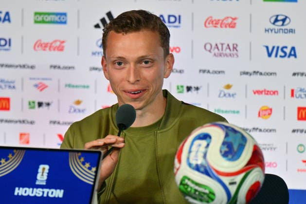 FIFA World Cup, WM, Weltmeisterschaft, Fussball 2026 - Canada press conference, PK, Pressekonferenz Canada player Alistair Johnston attends a press conference, in Houston, USA, 03 July 2026. Canada will face Morocco on 04 July in a 2026 FIFA World Cup Round of 16 match. HOUSTON Texas United States  Copyright: xSAMxWASSONx
