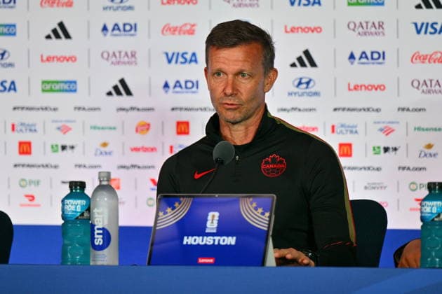 FIFA World Cup, WM, Weltmeisterschaft, Fussball 2026 - Canada press conference, PK, Pressekonferenz Head coach Jesse Marsch of Canada attends a press conference, in Houston, USA, 03 July 2026. Canada will face Morocco on 04 July in a 2026 FIFA World Cup Round of 16 match. HOUSTON Texas United States  Copyright: xSAMxWASSONx