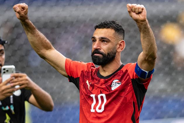 Mohamed Salah of Egypt celebrates after win during the FIFA World Cup, WM, Weltmeisterschaft, Fussball 2026 Round of 32 match between Australia and Egypt at Dallas Stadium in Dallas, Texas, United States, on July 3rd, 2026. (Photo by Riquelve Nata Sports Press Photo)  Copyright: xRiquelvexNata SportsxPressxPhotox Sportspressphoto_SPR184110