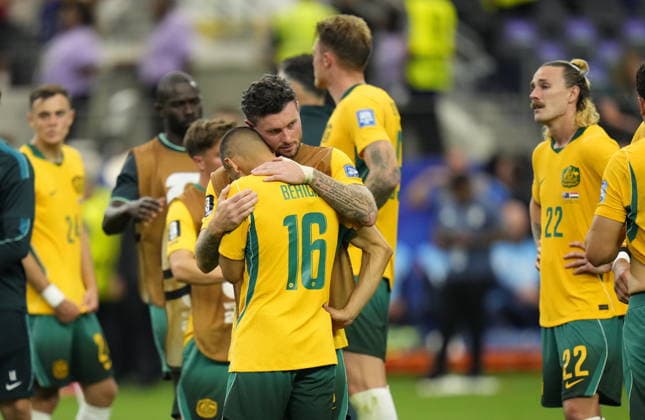 FIFA World Cup, WM, Weltmeisterschaft, Fussball 2026 - Round of 32 - Australia vs Egypt Players of Australia react after losing the penalty shoot out during the FIFA World Cup 2026 Round of 32 match Australia against Egypt, in Dallas, USA, 03 July 2026. E DALLAS United States  Copyright: xJEFFREYxMCWHORTERx