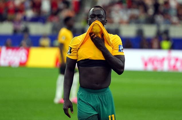 FIFA World Cup, WM, Weltmeisterschaft, Fussball 2026 - Round of 32 - Australia vs Egypt Awer Mabil of Australia reacts after losing the penalty shoot out during the FIFA World Cup 2026 Round of 32 match Australia against Egypt, in Dallas, USA, 03 July 2026. DALLAS United States  Copyright: xJEFFREYxMCWHORTERx